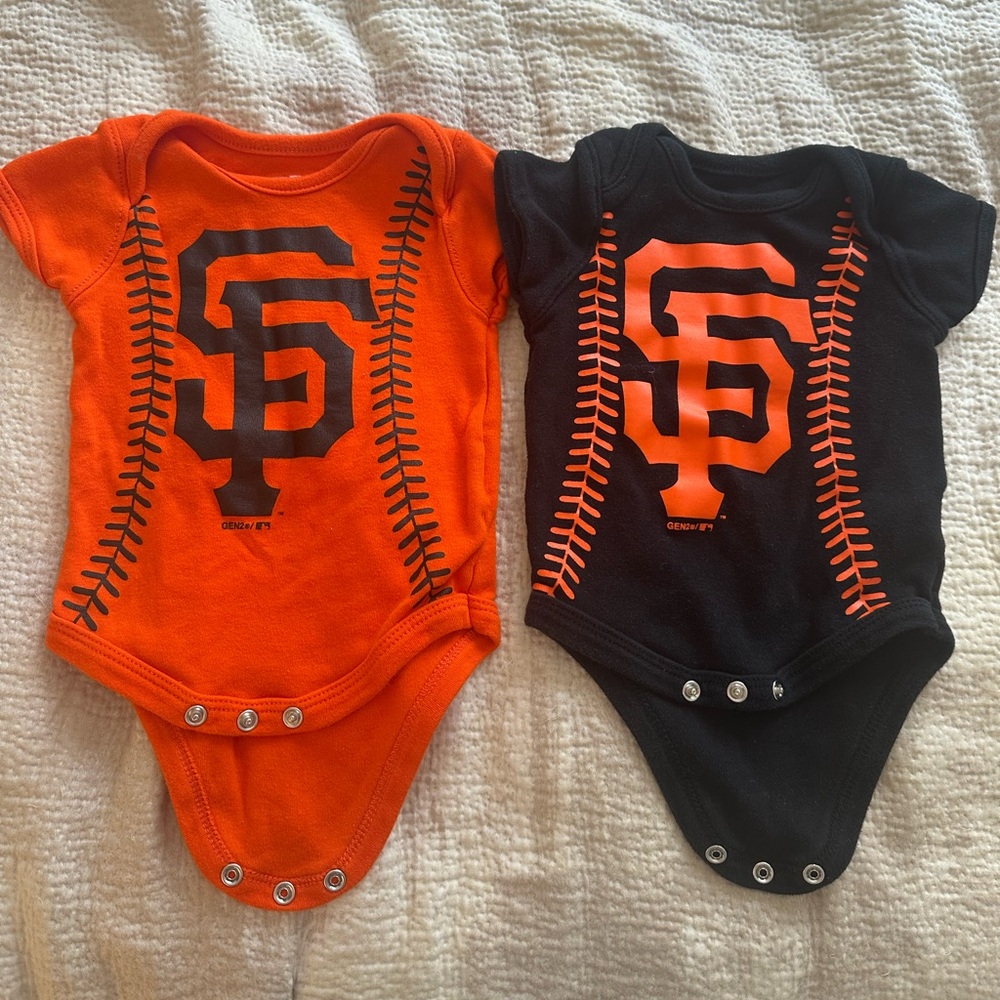 SF Giants TWO One-Piece Bodysuits - Orange and Black
